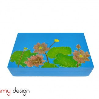 Rectangular lacquer box with the hinge engraved with lotus pond 12*20*H5cm